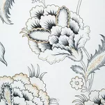 Pościel satynowa 160x200 SPRING 83 biała jasny niebieski z wzorem roślinnym z kolekcji Classic - 4