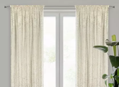 Zasłona na taśmie 140x270 FELIS welwetowa kremowa z nadrukiem drobnych listków