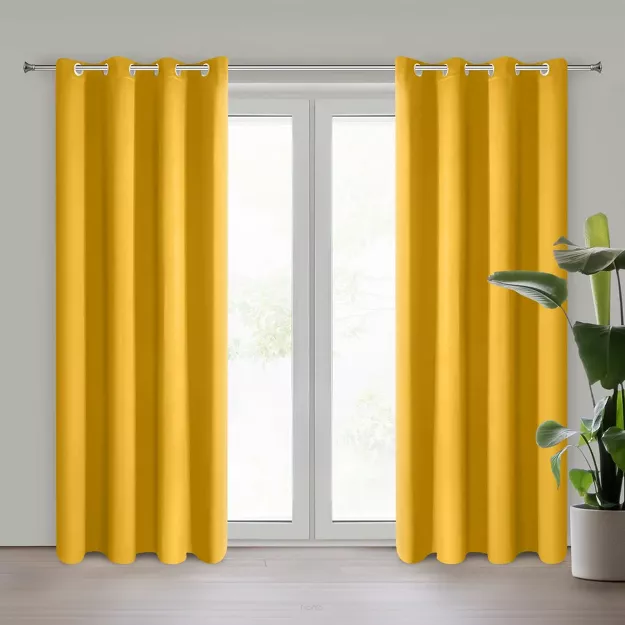 Zasłona na przelotkach 135x250 PARISA zaciemniająca musztardowa jednokolorowa Design 91