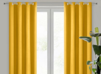 Zasłona gotowa na przelotkach 135x250 PARISA zaciemniająca musztardowa jednokolorowa Design 91