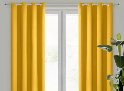 Zasłona gotowa na przelotkach 135x250 PARISA zaciemniająca musztardowa jednokolorowa Design 91