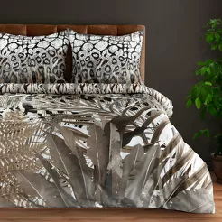 Pościel z makosatyny 220x200 EVA 14 Eva Minge brązowa dwustronna z designerskim wzorem z kolekcji Premium