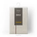 Obrus lniany 145x280 NATU 9 naturalny zdobiony szerokim mankietem z brązową lamówką - 2