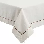 Obrus lniany 145x280 NATU 9 naturalny zdobiony szerokim mankietem z brązową lamówką - 3