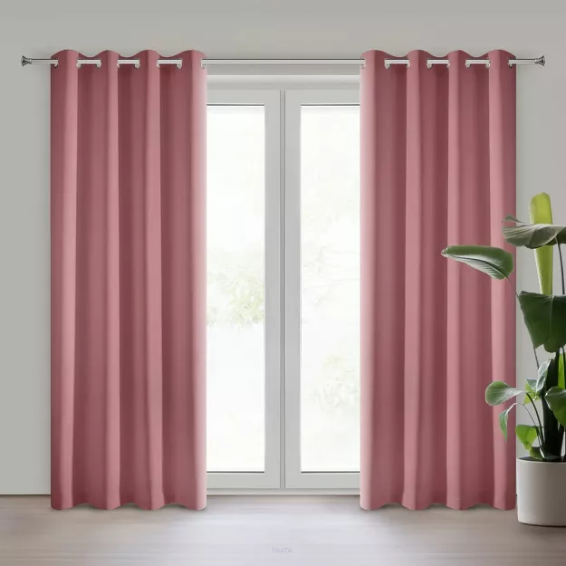 Zasłona na przelotkach 140x250 RITA jednokolorowa ciemny róż z miękkiej tkaniny