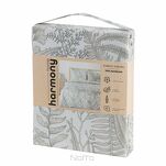 Pościel bawełniana 160x200 LUNA biała z wzorem beżowych liści z kolekcji Harmony Home - 7