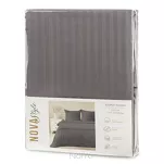 Pościel satynowa 140x200 VERA jednokolorowa gładka stalowa w prążki - 2