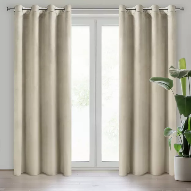 Zasłona gotowa na przelotkach 140x250 ROSA welwetowa jasny beż Design 91