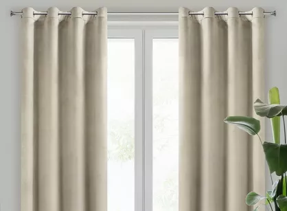 Zasłona gotowa na przelotkach 140x250 ROSA welwetowa jasny beż Design 91