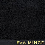 Ręcznik 50x90 VENUS Eva Minge czarny zdobiony bordiurą w kolorze ręcznika z napisami projektantki 550 g/m2 - 4