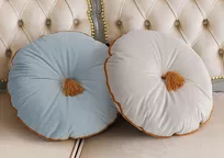 Poszewka welwetowa fi 40 VELVET 67 jasna mięta z wypełnieniem z pomponem na środku - 5