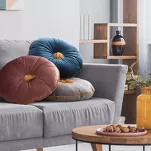 Poszewka welwetowa fi 40 VELVET 67 jasna mięta z wypełnieniem z pomponem na środku - 7