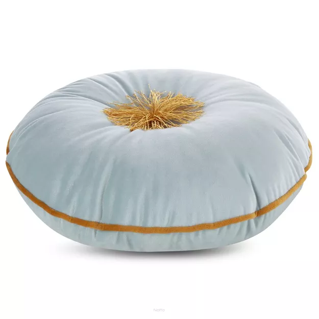 Poszewka welwetowa fi 40 VELVET 67 jasna mięta z wypełnieniem z pomponem na środku