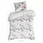 Pościel satynowa 220x200 SPRING 31 biała z delikatnym różowym nadrukiem botanicznym z kolekcji Classic - 6