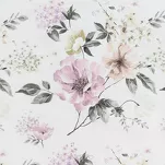 Pościel satynowa 220x200 SPRING 31 biała z delikatnym różowym nadrukiem botanicznym z kolekcji Classic - 5