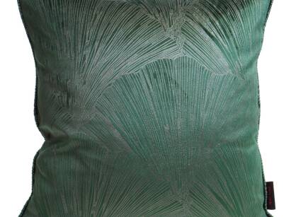 Poszewka welwetowa 40x40 GOJA Pierre Cardin ciemna zieleń z modnym motywem złotych liści miłorzębu