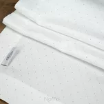 Obrus elegancki 140x220 ELLEN biały w drobne kropeczki z ozdobną listwą połyskujący srebrną nicią - 3