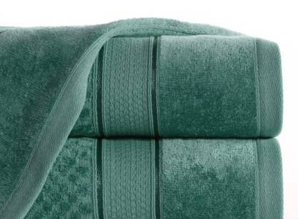 Ręcznik bawełniany 70x140 JESSI ciemna zieleń z fakturą krateczki i gładką welurową bordiurą
