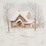 Pościel świąteczna 160x200 JOYFULL biała jasny brąz nadruk świąteczny z satyny bawełnianej - 2