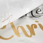 Pościel świąteczna 160x200 JOYFULL biała jasny brąz nadruk świąteczny z satyny bawełnianej - 3