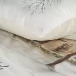 Pościel świąteczna 160x200 JOYFULL biała jasny brąz nadruk świąteczny z satyny bawełnianej - 5