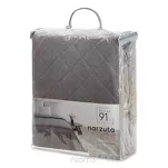 Narzuta welwetowa 220x240 LUIZ 5 srebrna pikowana w subtelny geometryczny wzór z kolekcji Design 91 - 2