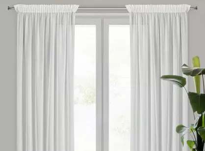 Firana na taśmie 140x270 HERA biała z szyfonu z szampańskim nadrukiem marmurkowym