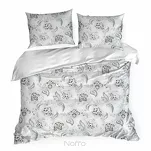 Pościel satynowa 220x200 SPRING 83 biała jasny niebieski z wzorem roślinnym z kolekcji Classic - 6