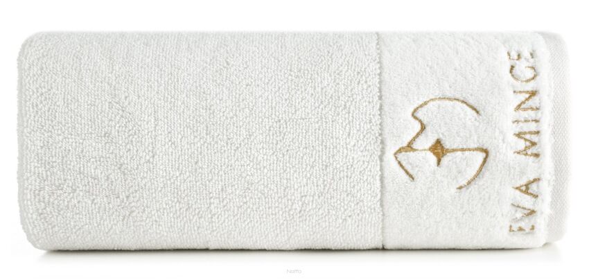 Ręcznik bawełniany 30x50 GAJA Eva Minge kremowy z welwetową bordiurą sygnowaną logo projektantki