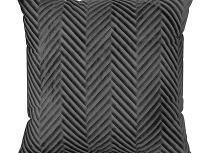 Poszewka welwetowa 45x45 Sofia czarna pikowana w gęstą jodełkę