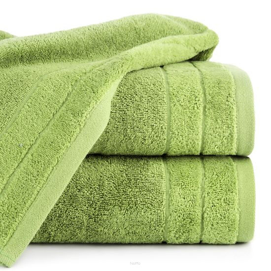 Ręcznik bawełniany 50x90 DAMLA oliwkowy gładki z subtelną bordiurą