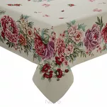 Obrus gobelinowy 140x180 GRIA naturalny różowy z nadrukiem kwiatów piwonii - 5