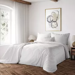 Pościel z makosatyny 220x200 REINA 44 biała subtelny biały haft Reina Line