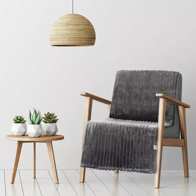 Koc na fotel 70x160 SOFT stalowy puszysty typu flano z wytłaczanym wzorem Design 91