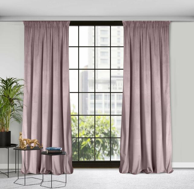 Zasłona na taśmie 135x300 ROSA welwetowa pudrowy Design 91