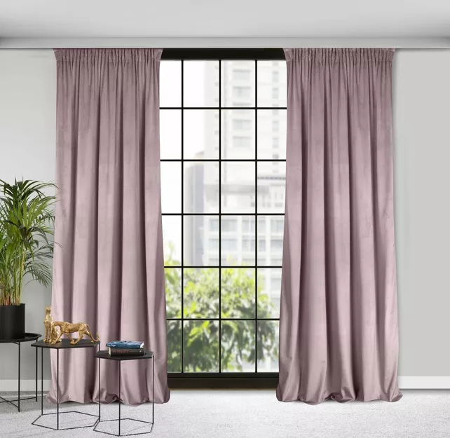 Zasłona na taśmie 135x300 ROSA welwetowa pudrowy Design 91