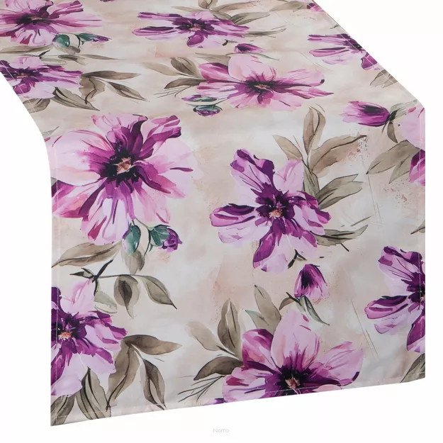 Bieżnik na taras 40x180 GARDEN 29 kremowy wodoodporny różowy styl kwiatowy