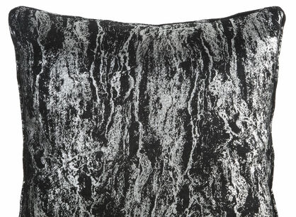 Poszewka 45x45 ELISE zaciemniająca typu dimout czarna z marmurkowym srebrnym nadrukiem