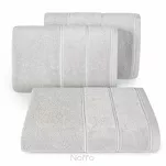 Ręcznik bawełniany 70x140 MARI stalowy z welurową bordiurą w pasy - 4