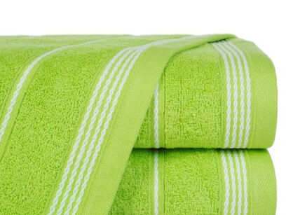 Ręcznik bawełniany 30x50 MIRA jasny zielony zdobiony bordiurą w pasy