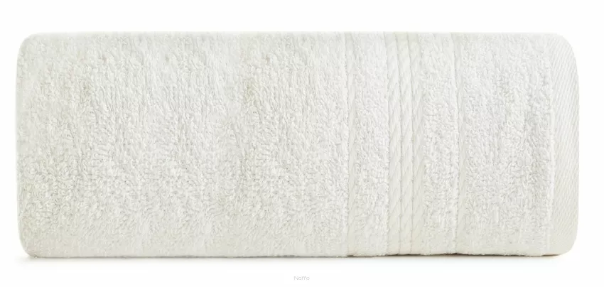 Ręcznik 50x90 ELMA kremowy z delikatną żakardową bordiurą w tonacji ręcznika