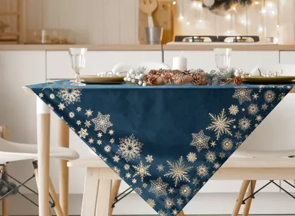 Nakładka świąteczna 85x85 JOY welwetowa granatowa w śnieżynki