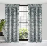 Zasłona na taśmie 140x270 GRACJA zaciemniająca stalowa z wzorem białych kwiatów magnolii - 5