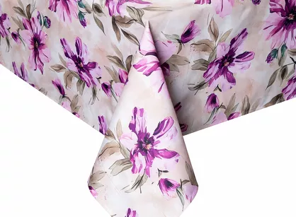 Obrus na taras fi 150 GARDEN 29 kremowy wodoodporny różowy styl kwiatowy