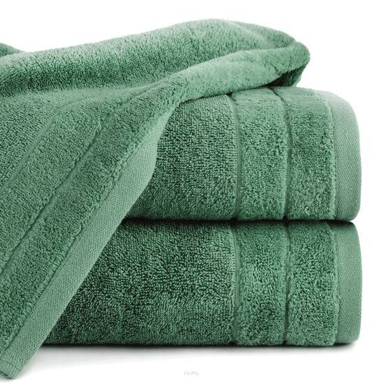 Ręcznik bawełniany 70x140 DAMLA zielony gładki z subtelną bordiurą