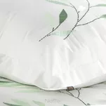 Pościel satynowa 220x200 HAFT 8B biała z haftowanym zielonym wzorem listków z kolekcji Premium - 4