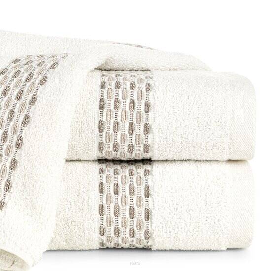 Ręcznik bawełniany 30x50 RIVA kremowy z przeplataną bordiurą efekt 3D