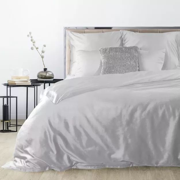 Pościel satynowa 160x200 DINA jednokolorowa gładka srebrna z kolekcji Diva Line