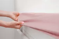 Prześcieradło z bawełny jersey z gumką pudrowe 140x200 Design 91 - 7