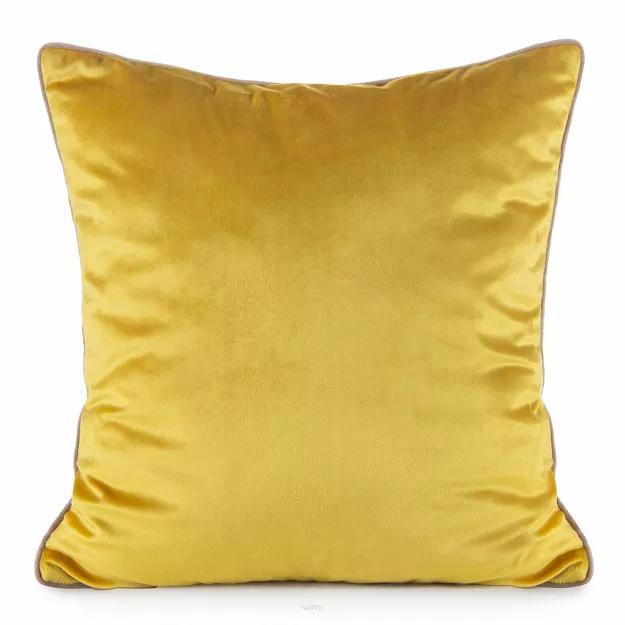 Poszewka welwetowa 45x45 GAJA 2 jednokolorowa musztardowa obszyta lamówką